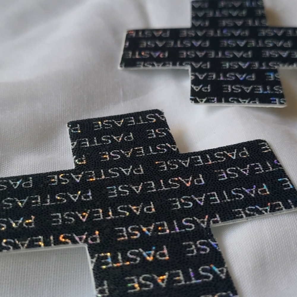 Pastease's black w/ rainbow holographic effect Nipple Covers / stickers [1008]